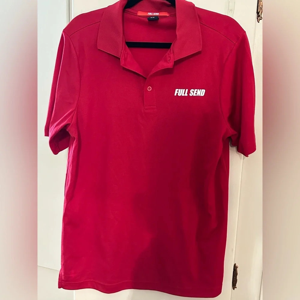 FULL SEND SIZE MEDIUM Color RED Short Sleeve Shirt Men Polo